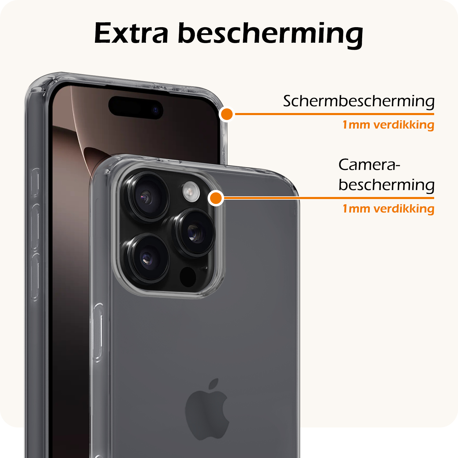 Nomfy Hoesje Geschikt voor iPhone 16 Pro Max Hoesje Siliconen Cover Case Met Screenprotector - Hoes Geschikt voor iPhone 16 Pro Max Hoes Back Case - Transparant