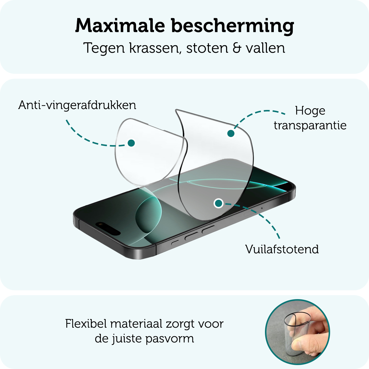 Forterra Screenprotector Geschikt voor iPhone 16 Pro Max Screenprotector Met Installatie Kit Flexibel Hybrid Full Cover - Screen Protector Geschikt voor iPhone 16 Pro Max Screenprotector Met Montage Frame Buigbaar Glas