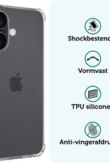 Forterra Hoesje Geschikt voor iPhone 16 Plus Case Shockproof Siliconen Hoes - Hoes Geschikt voor iPhone 16 Plus Hoesje Shock Proof Back Cover - Transparant - 2 PACK