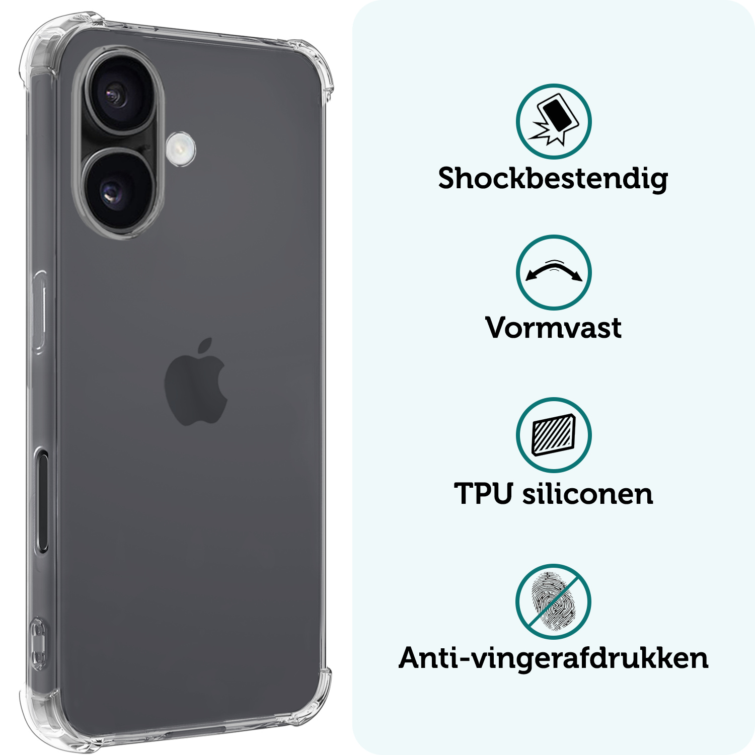 Forterra Hoesje Geschikt voor iPhone 16 Plus Case Shockproof Siliconen Hoes - Hoes Geschikt voor iPhone 16 Plus Hoesje Shock Proof Back Cover - Transparant - 2 PACK