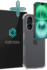 Forterra Hoesje Geschikt voor iPhone 16 Plus Case Shockproof Siliconen Hoes Met Screenprotector - Hoes Geschikt voor iPhone 16 Plus Hoesje Shock Proof Back Cover - Transparant