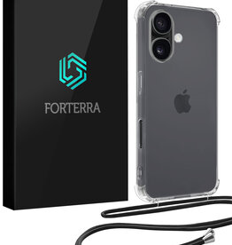Forterra Forterra iPhone 16 Hoesje Transparant Shockproof Met Zwart Koord