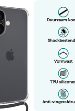 Forterra Hoesje Geschikt voor iPhone 16 Plus Case Siliconen Hoes Met Koord - Hoes Geschikt voor iPhone 16 Plus Met Telefoonkoord Hoesje Back Cover - Transparant