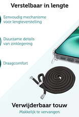 Forterra Hoesje Geschikt voor iPhone 16 Plus Case Siliconen Hoes Met Koord - Hoes Geschikt voor iPhone 16 Plus Met Telefoonkoord Hoesje Back Cover - Transparant