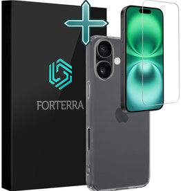 Forterra Forterra iPhone 16 Hoesje Siliconen Met Screenprotector Met Dichte Notch - Transparant