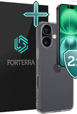 Forterra Hoesje Geschikt voor iPhone 16 Plus Case Siliconen Hoes Met 2x Screenprotector - Hoes Geschikt voor iPhone 16 Plus Hoesje Back Cover - Transparant