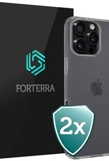 Forterra Hoesje Geschikt voor iPhone 16 Pro Case Siliconen Hoes - Hoes Geschikt voor iPhone 16 Pro Hoesje Back Cover - Transparant - 2 PACK