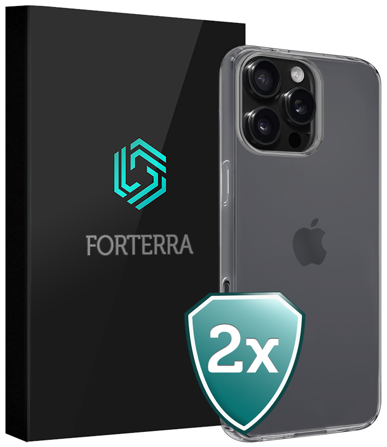 Forterra Hoesje Geschikt voor iPhone 16 Pro Case Siliconen Hoes - Hoes Geschikt voor iPhone 16 Pro Hoesje Back Cover - Transparant - 2 PACK