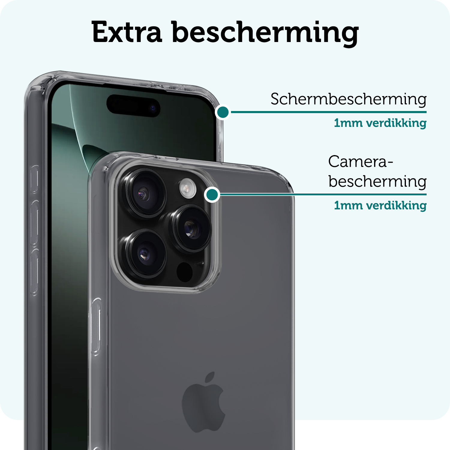 Forterra Hoesje Geschikt voor iPhone 16 Pro Case Siliconen Hoes Met Screenprotector - Hoes Geschikt voor iPhone 16 Pro Hoesje Back Cover - Transparant