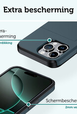 Forterra Hoesje Geschikt voor iPhone 16 Pro Pashouder Hard Case Hoes - Hoes Geschikt voor iPhone 16 Pro Hoesje Back Cover Met Pasjeshouder - Donkerblauw