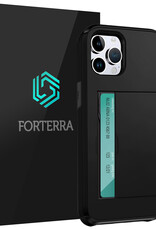 Forterra Hoesje Geschikt voor iPhone 16 Pro Pashouder Hard Case Hoes - Hoes Geschikt voor iPhone 16 Pro Hoesje Back Cover Met Pasjeshouder - Zwart