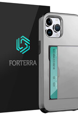Forterra Hoesje Geschikt voor iPhone 16 Pro Max Pashouder Hard Case Hoes - Hoes Geschikt voor iPhone 16 Pro Max Hoesje Back Cover Met Pasjeshouder - Grijs
