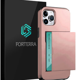 Forterra Forterra iPhone 16 Pro Max Hoesje Pashouder Hard - Rosé Goud
