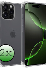 BASEY. Hoes Geschikt voor iPhone 16 Pro Hoesje Shock Proof Case Hoes Siliconen - Hoesje Geschikt voor iPhone 16 Pro Hoes Cover Shockproof - Transparant - 2 Stuks