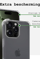 BASEY. Hoes Geschikt voor iPhone 16 Pro Hoesje Shock Proof Case Hoes Siliconen - Hoesje Geschikt voor iPhone 16 Pro Hoes Cover Shockproof - Transparant - 2 Stuks