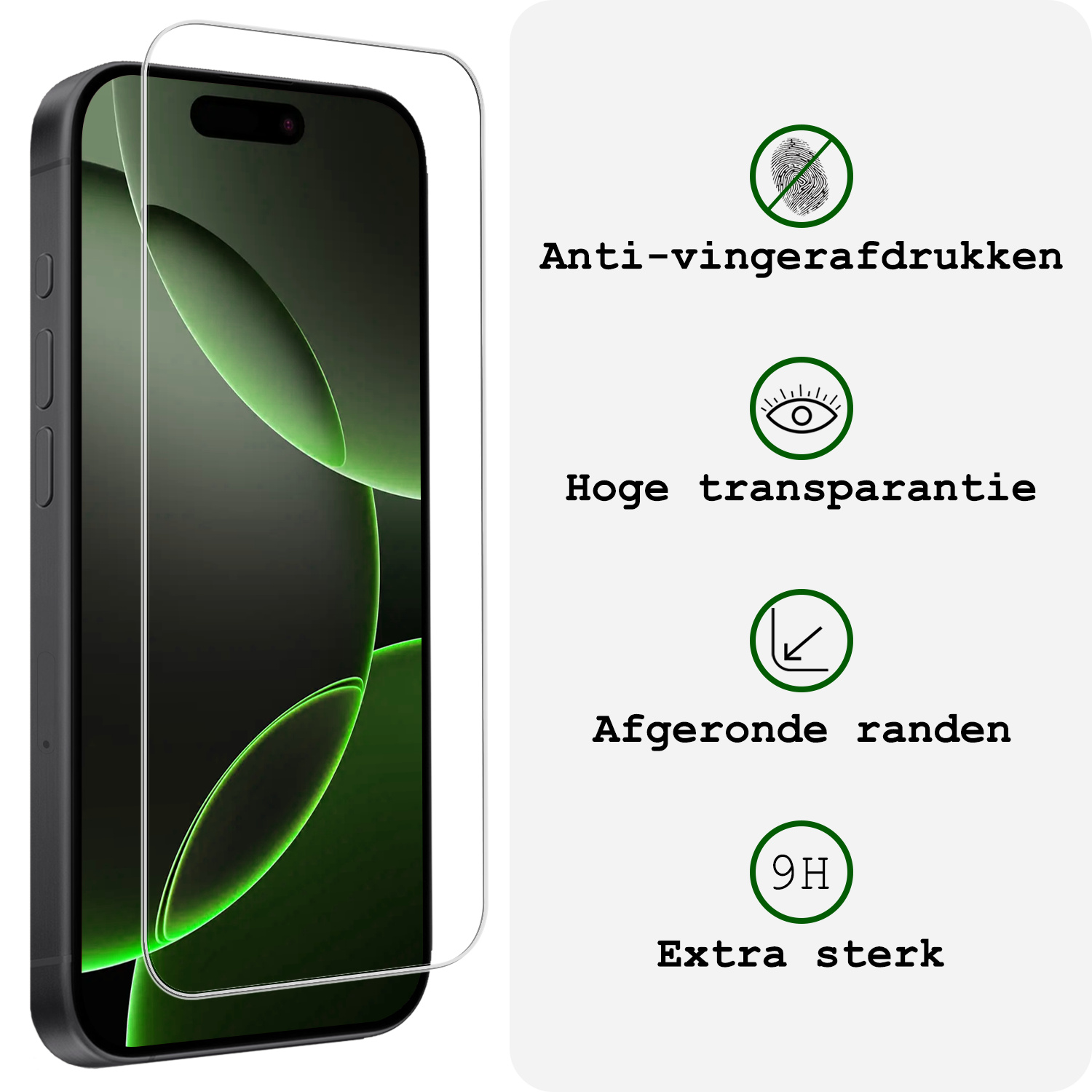 BASEY. Hoes Geschikt voor iPhone 16 Pro Hoesje Shock Proof Case Hoes Siliconen Met Screenprotector - Hoesje Geschikt voor iPhone 16 Pro Hoes Cover Shockproof - Transparant