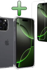 BASEY. Hoes Geschikt voor iPhone 16 Pro Max Hoesje Shock Proof Case Hoes Siliconen Met Screenprotector - Hoesje Geschikt voor iPhone 16 Pro Max Hoes Cover Shockproof - Transparant