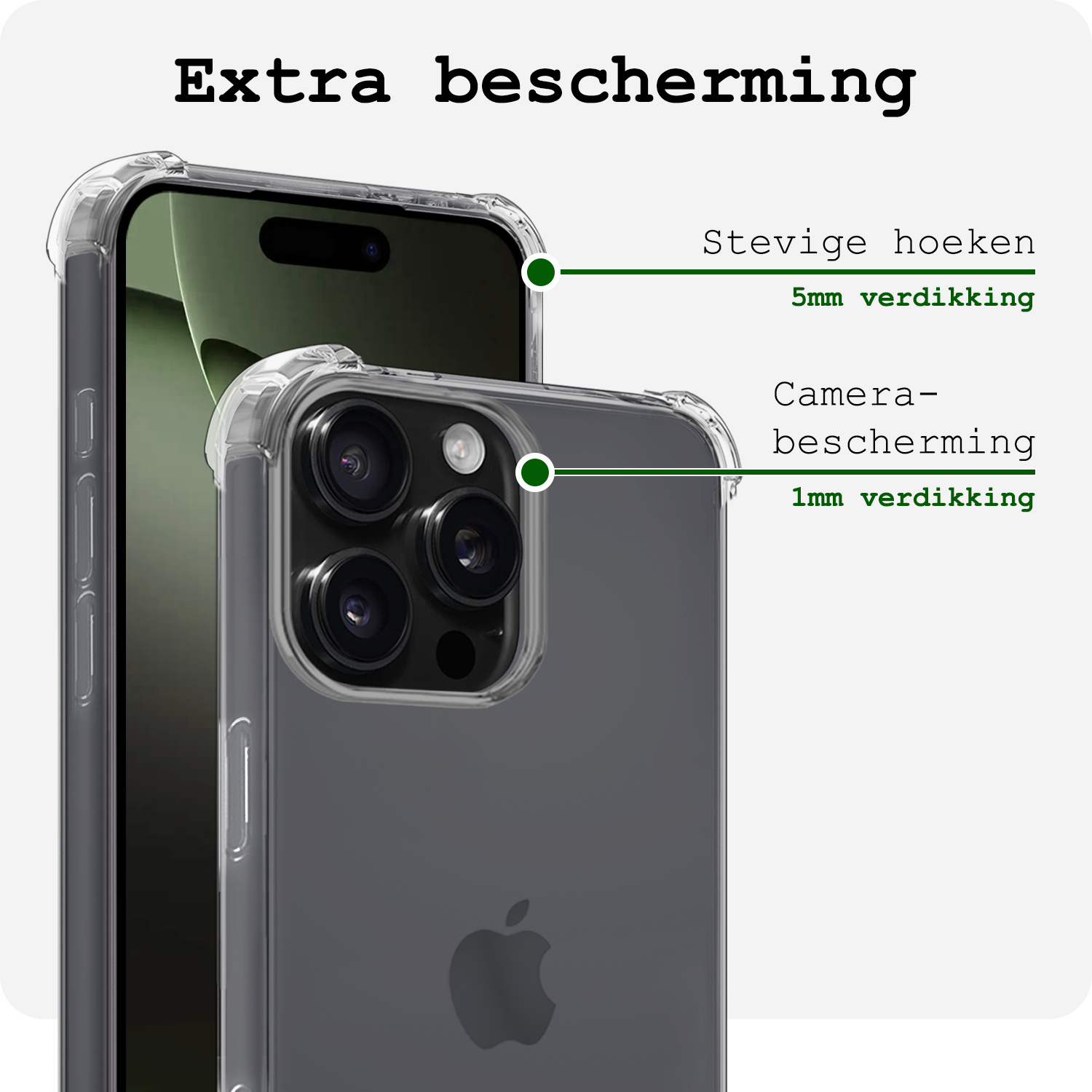 BASEY. Hoes Geschikt voor iPhone 16 Pro Max Hoesje Shock Proof Case Hoes Siliconen Met Screenprotector - Hoesje Geschikt voor iPhone 16 Pro Max Hoes Cover Shockproof - Transparant