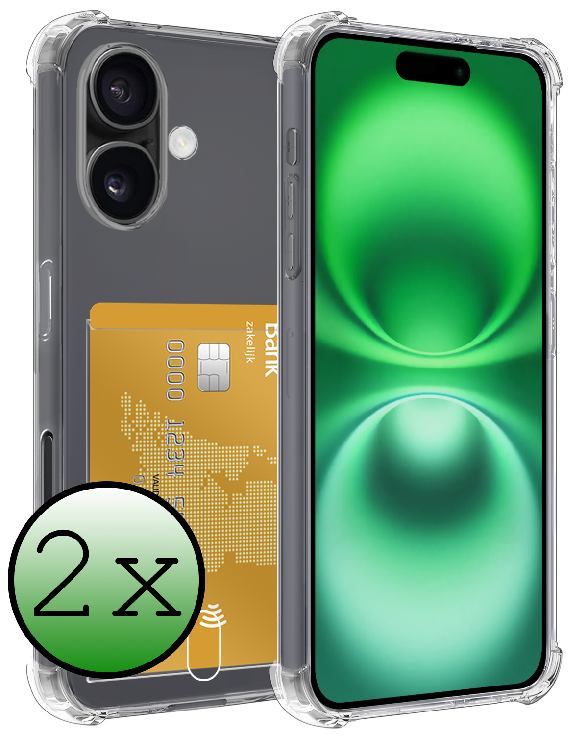 BASEY. Hoes Geschikt voor iPhone 16 Hoesje Shock Proof Case Hoes - Hoesje Geschikt voor iPhone 16 Hoes Cover Shockproof - Transparant - 2 Stuks