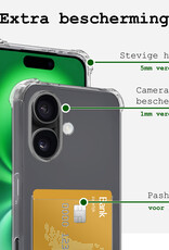 BASEY. Hoes Geschikt voor iPhone 16 Plus Hoesje Shock Proof Case Hoes - Hoesje Geschikt voor iPhone 16 Plus Hoes Cover Shockproof - Transparant - 2 Stuks