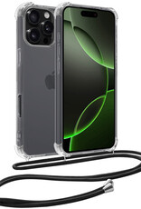 BASEY. Hoes Geschikt voor iPhone 16 Pro Hoesje Shock Proof Case Met Koord Shock Hoes Met Koord - Hoesje Geschikt voor iPhone 16 Pro Hoes Cover Met Koord - Transparant