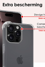 NoXx Hoes Geschikt voor iPhone 16 Pro Hoesje Siliconen Cover Shock Proof Back Case Shockproof Hoes - Transparant