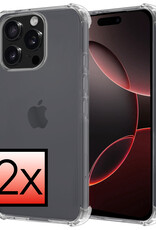 NoXx Hoes Geschikt voor iPhone 16 Pro Hoesje Siliconen Cover Shock Proof Back Case Shockproof Hoes - Transparant - 2x