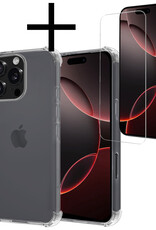 NoXx Hoes Geschikt voor iPhone 16 Pro Hoesje Siliconen Cover Shock Proof Back Case Shockproof Hoes Met Screenprotector - Transparant