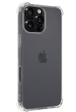 NoXx Hoes Geschikt voor iPhone 16 Pro Hoesje Siliconen Cover Shock Proof Back Case Shockproof Hoes Met 2x Screenprotector - Transparant