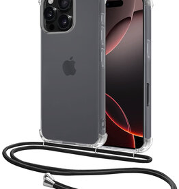 NoXx NoXx iPhone 16 Pro Hoesje Transparant Shockproof Met Zwart Koord