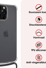 NoXx Hoes Geschikt voor iPhone 16 Pro Hoesje Transparant Met Telefoonkoord Cover Shock Proof Case Koord Hoes