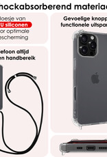 NoXx Hoes Geschikt voor iPhone 16 Pro Hoesje Transparant Met Telefoonkoord Cover Shock Proof Case Koord Hoes