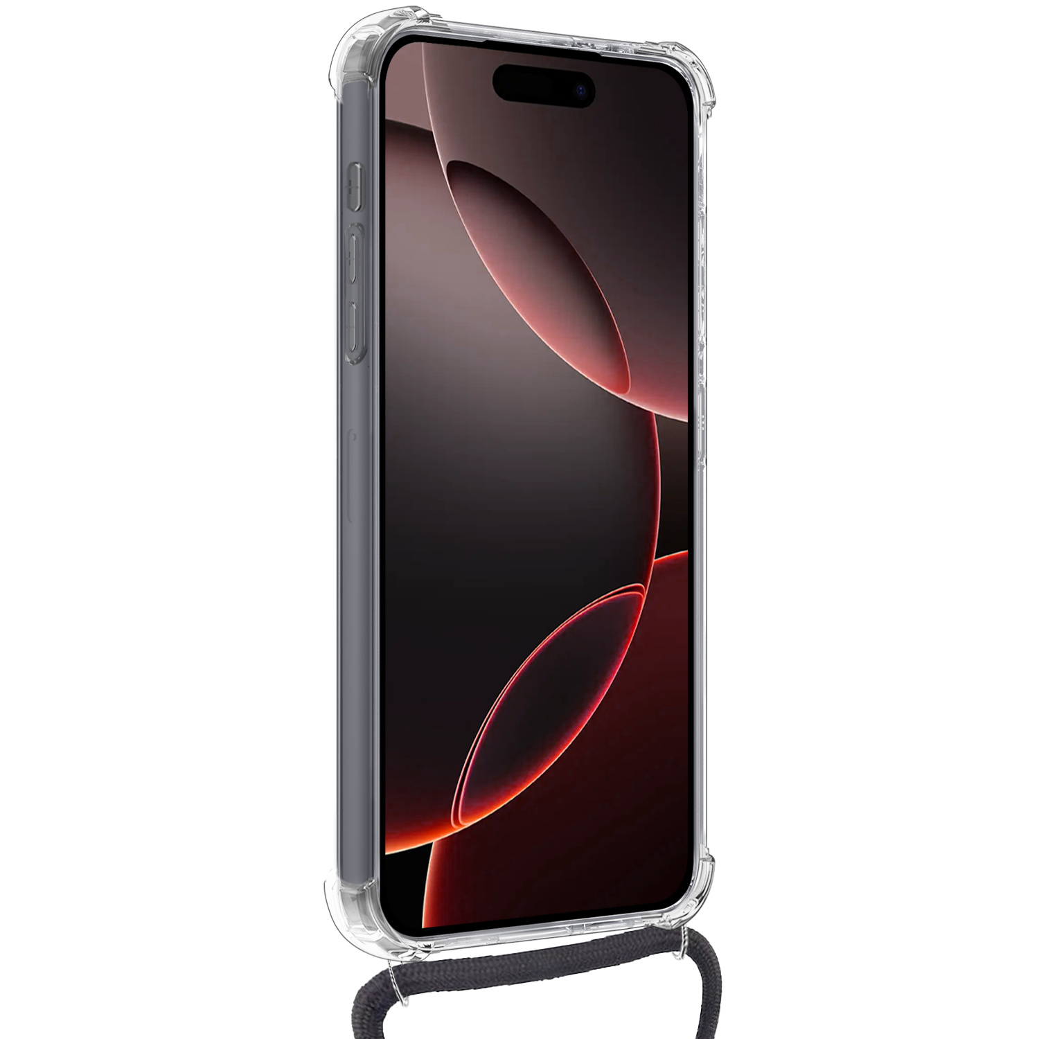 NoXx Hoes Geschikt voor iPhone 16 Pro Hoesje Transparant Met Telefoonkoord Cover Shock Proof Case Koord Hoes