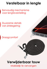 NoXx Hoes Geschikt voor iPhone 16 Pro Max Hoesje Transparant Met Telefoonkoord Cover Shock Proof Case Koord Hoes