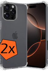 Nomfy Hoesje Geschikt voor iPhone 16 Pro Hoesje Shock Proof Cover Case Shockproof - Hoes Geschikt voor iPhone 16 Pro Hoes Siliconen Back Case - Transparant - 2 PACK