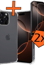 Nomfy Hoesje Geschikt voor iPhone 16 Pro Max Hoesje Shock Proof Cover Case Shockproof Met 2x Screenprotector - Hoes Geschikt voor iPhone 16 Pro Max Hoes Siliconen Back Case - Transparant