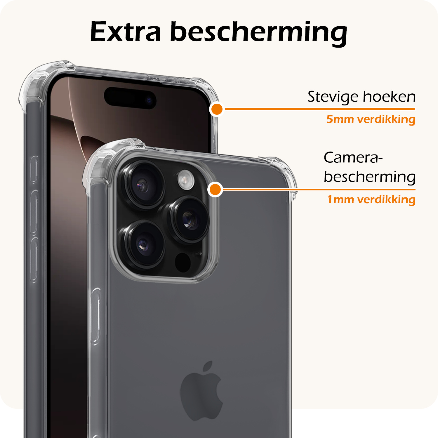 Nomfy Hoesje Geschikt voor iPhone 16 Pro Max Hoesje Shock Proof Cover Case Shockproof Met 2x Screenprotector - Hoes Geschikt voor iPhone 16 Pro Max Hoes Siliconen Back Case - Transparant