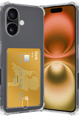 Nomfy Hoesje Geschikt voor iPhone 16 Plus Hoesje Pasjeshouder Shockproof Pas Houder - Hoesje Geschikt voor iPhone 16 Plus Hoes Met Kaarthouder - Transparant