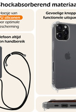Nomfy Hoesje Geschikt voor iPhone 16 Pro Hoesje Shock Proof Transparant Met Telefoonketting Case Shock Koord - Hoesje Geschikt voor iPhone 16 Pro Shock Proof Case Met Koord - Transparant