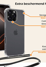 Nomfy Hoesje Geschikt voor iPhone 16 Pro Max Hoesje Shock Proof Transparant Met Telefoonketting Case Shock Koord - Hoesje Geschikt voor iPhone 16 Pro Max Shock Proof Case Met Koord - Transparant