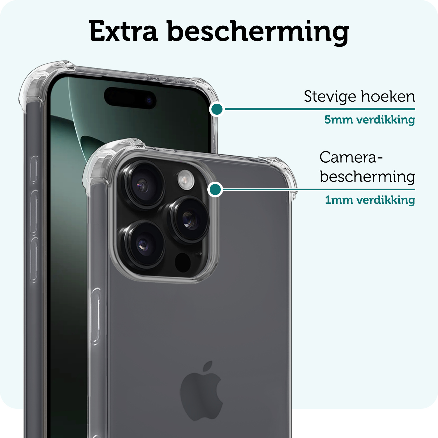 Forterra Hoesje Geschikt voor iPhone 16 Pro Case Shockproof Siliconen Hoes - Hoes Geschikt voor iPhone 16 Pro Hoesje Shock Proof Back Cover - Transparant - 2 PACK