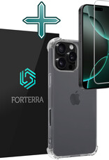 Forterra Hoesje Geschikt voor iPhone 16 Pro Case Shockproof Siliconen Hoes Met Screenprotector - Hoes Geschikt voor iPhone 16 Pro Hoesje Shock Proof Back Cover - Transparant