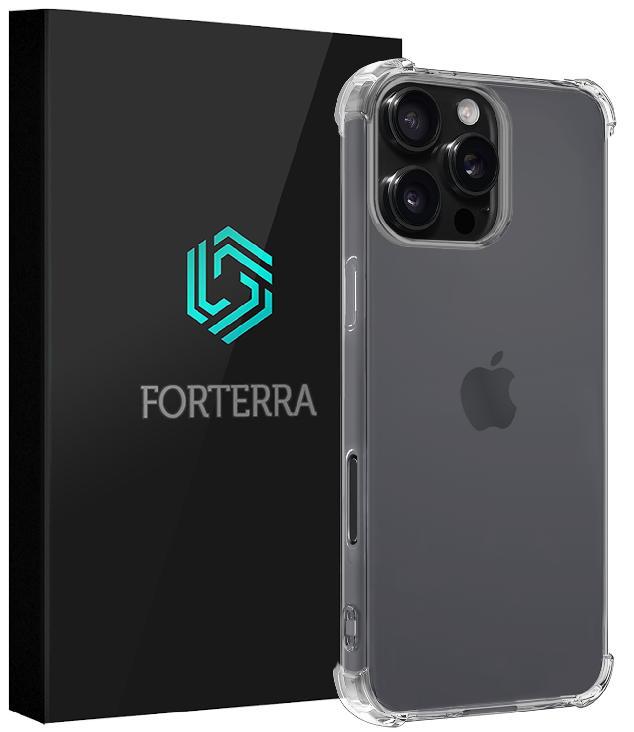 Forterra Hoesje Geschikt voor iPhone 16 Pro Max Case Shockproof Siliconen Hoes - Hoes Geschikt voor iPhone 16 Pro Max Hoesje Shock Proof Back Cover - Transparant
