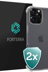 Forterra Hoesje Geschikt voor iPhone 16 Pro Max Case Shockproof Siliconen Hoes - Hoes Geschikt voor iPhone 16 Pro Max Hoesje Shock Proof Back Cover - Transparant - 2 PACK