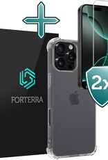 Forterra Hoesje Geschikt voor iPhone 16 Pro Max Case Shockproof Siliconen Hoes Met 2x Screenprotector - Hoes Geschikt voor iPhone 16 Pro Max Hoesje Shock Proof Back Cover - Transparant