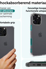 Forterra Hoesje Geschikt voor iPhone 16 Pro Max Case Shockproof Siliconen Hoes Met 2x Screenprotector - Hoes Geschikt voor iPhone 16 Pro Max Hoesje Shock Proof Back Cover - Transparant