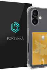 Forterra Hoesje Geschikt voor iPhone 16 Plus Pashouder Case Siliconen Hoes - Hoes Geschikt voor iPhone 16 Plus Hoesje Back Cover Met Pasjeshouder - Transparant