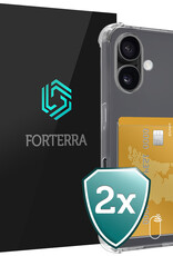 Forterra Hoesje Geschikt voor iPhone 16 Plus Pashouder Case Siliconen Hoes - Hoes Geschikt voor iPhone 16 Plus Hoesje Back Cover Met Pasjeshouder - Transparant - 2 PACK