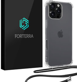 Forterra Forterra iPhone 16 Pro Hoesje Transparant Shockproof Met Zwart Koord