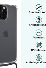 Forterra Hoesje Geschikt voor iPhone 16 Pro Case Siliconen Hoes Met Koord - Hoes Geschikt voor iPhone 16 Pro Met Telefoonkoord Hoesje Back Cover - Transparant